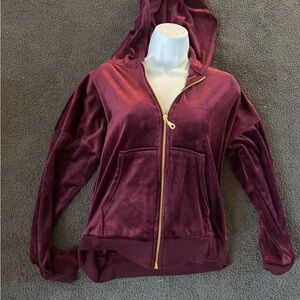 Felina Velvet Zip Hoodie - Deep Burgundy